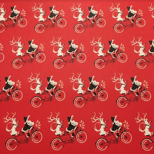 Santa and Rudolph Tandem Bike Wrap Paper Sheet (pick up only)