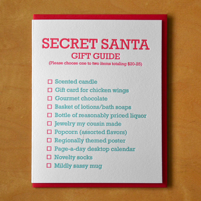 Secret Santa Gift Guide Holiday Card