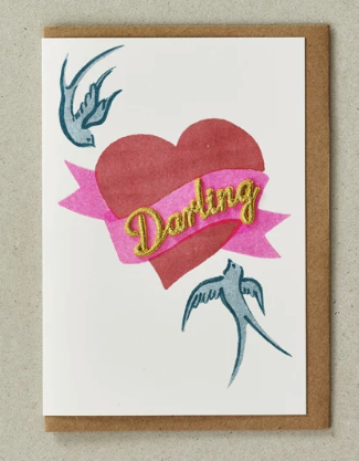 Darling Heart Embroidered Patch Card