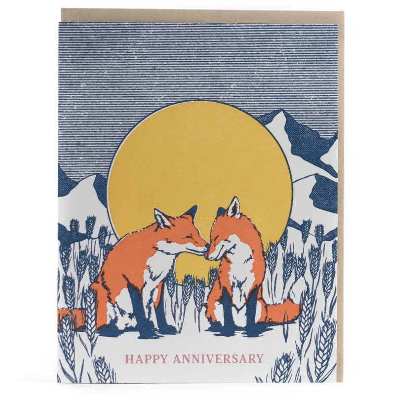 Anniversary Foxes in Love Card
