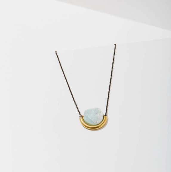 Sun and Moon Necklace : Brass / Opalite