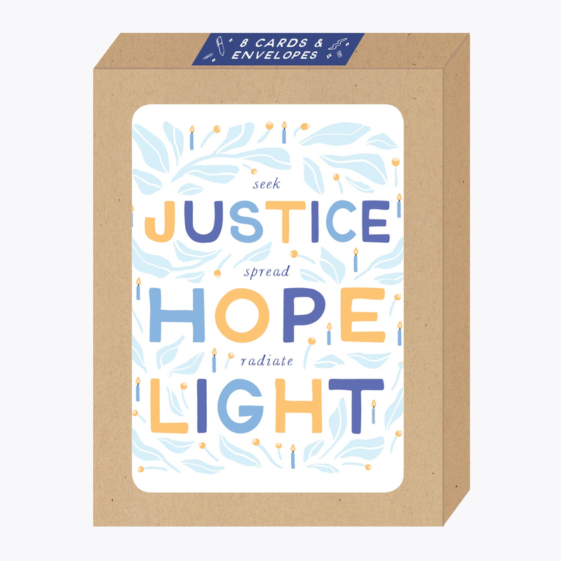 Justice, Hope, Light Boxed Hanukkah Cards