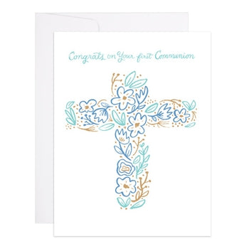 Blue First Communion Card