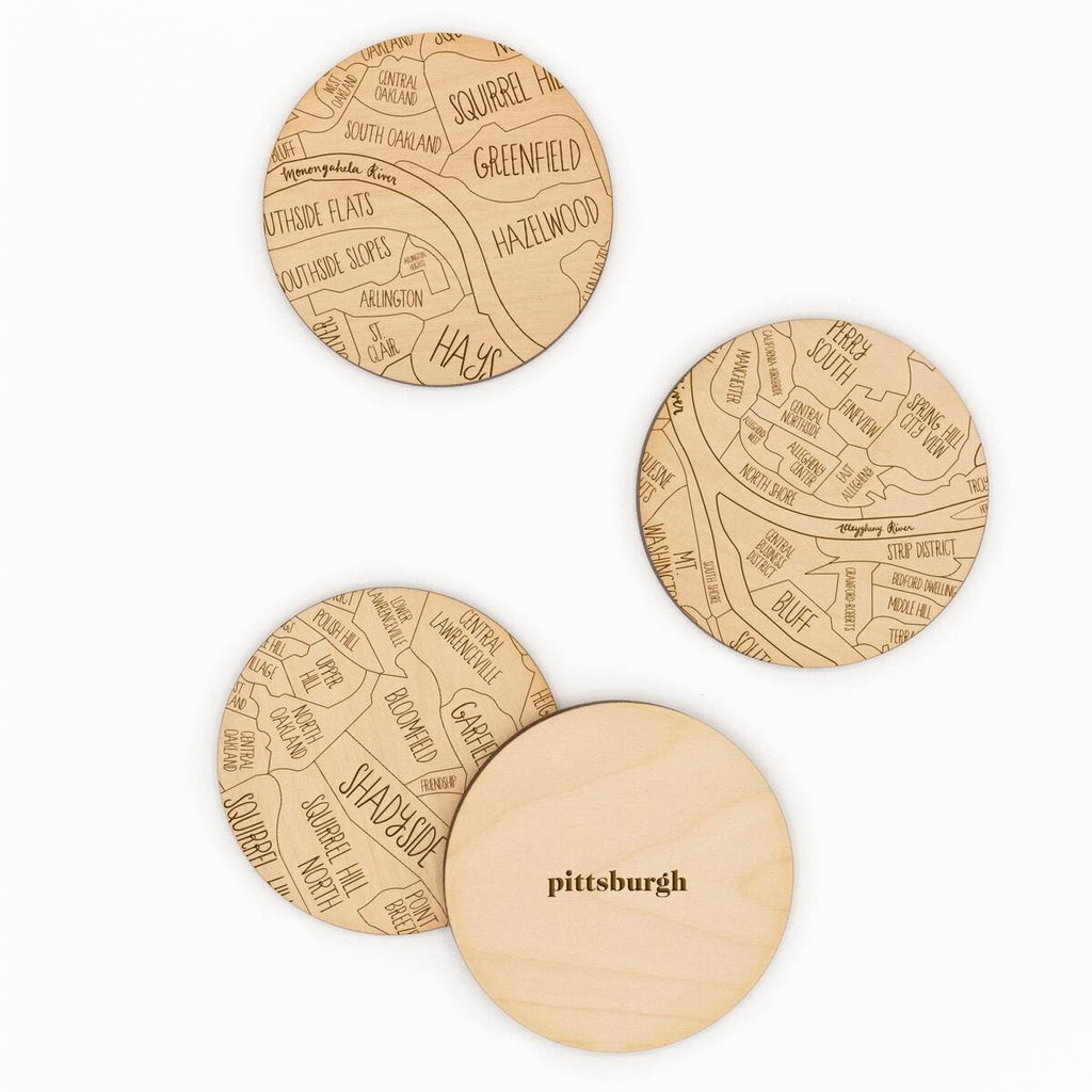 Pittsburgh Neighborhoods Wooden Coasters