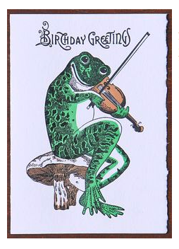 Fiddler Frog Letterpress Birthday Card
