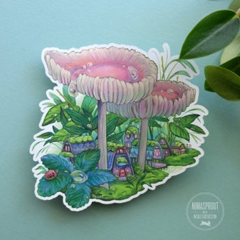 Dew Drop Mushrooms Sticker