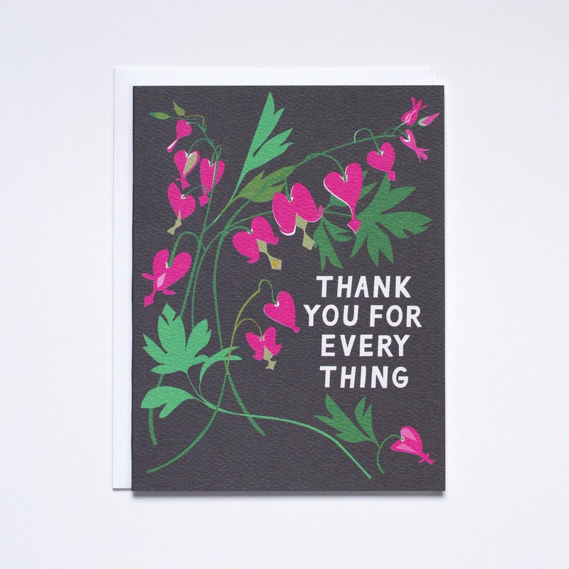 Thank You Bleeding Heart Floral Bouquet Card