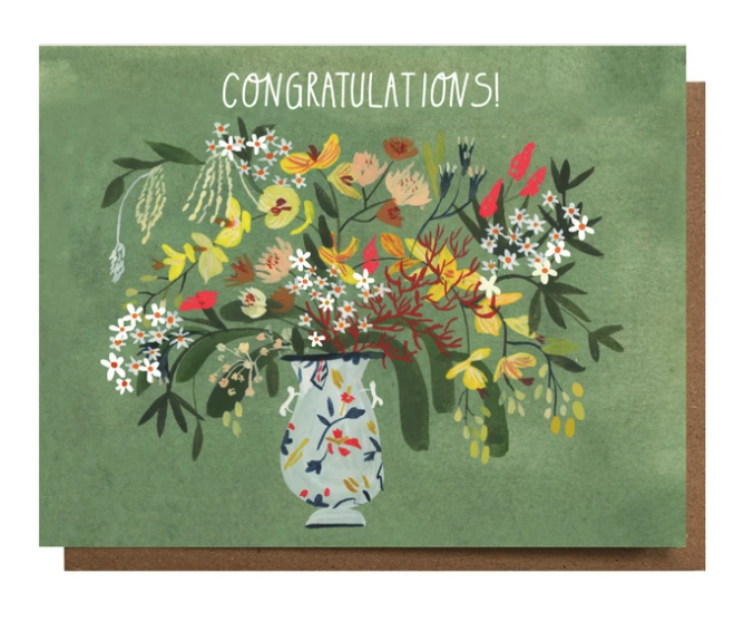 Green Floral Congratulations Card
