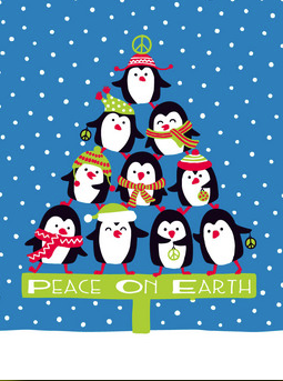 Penguin Pyramid Tree Holiday Card
