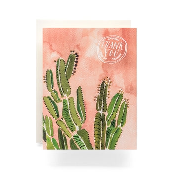 Coral Cactus Thank You Card - Box Set of 8
