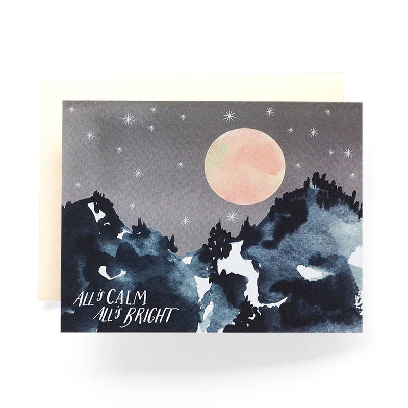 All Is Calm Mountain Holiday Card - Set of 8