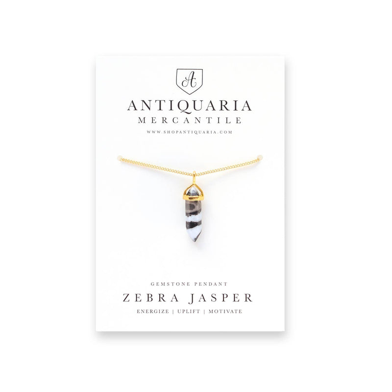 Gemstone Pendant Necklace - Zebra Jasper
