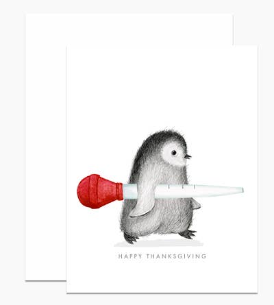 Penguin With Turkey Baster Card
