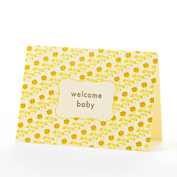 Flower Pattern Welcome Baby Notecard