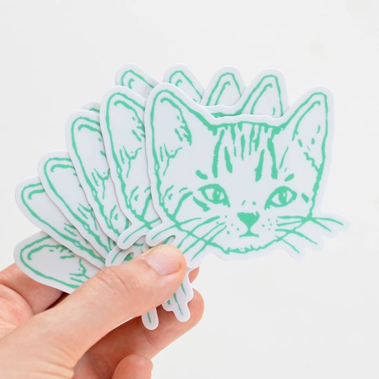 Cute Cats Die Cut Vinyl Sticker - Green