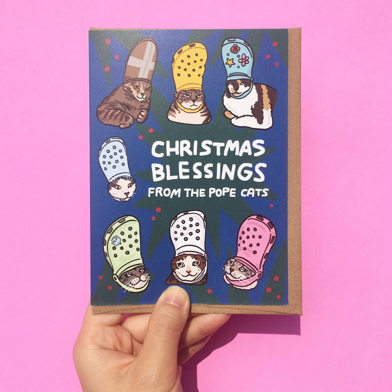 Christmas Blessings Cat Croc Card
