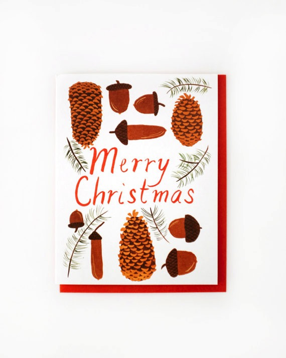 Cones and Acorns Holiday Boxed Cards