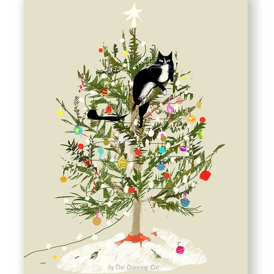 Funny Christmas Card - Christmas Tree Cat