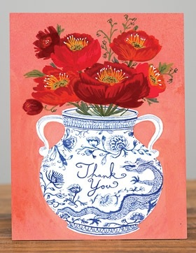 Dragon Vase with Flowers Card