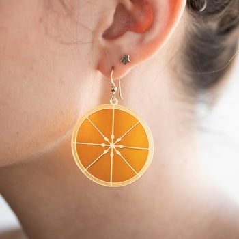 Citrus Slice "Hoop" Earrings - Orange