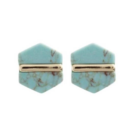 Turquoise Hexagon Stud Earrings