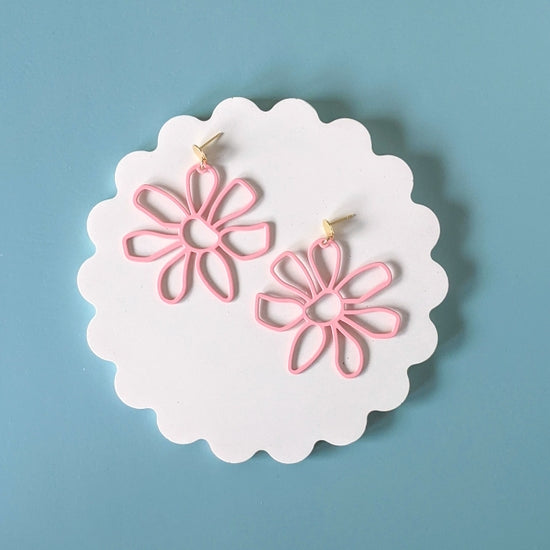 Flower Doodle Earrings - Pink
