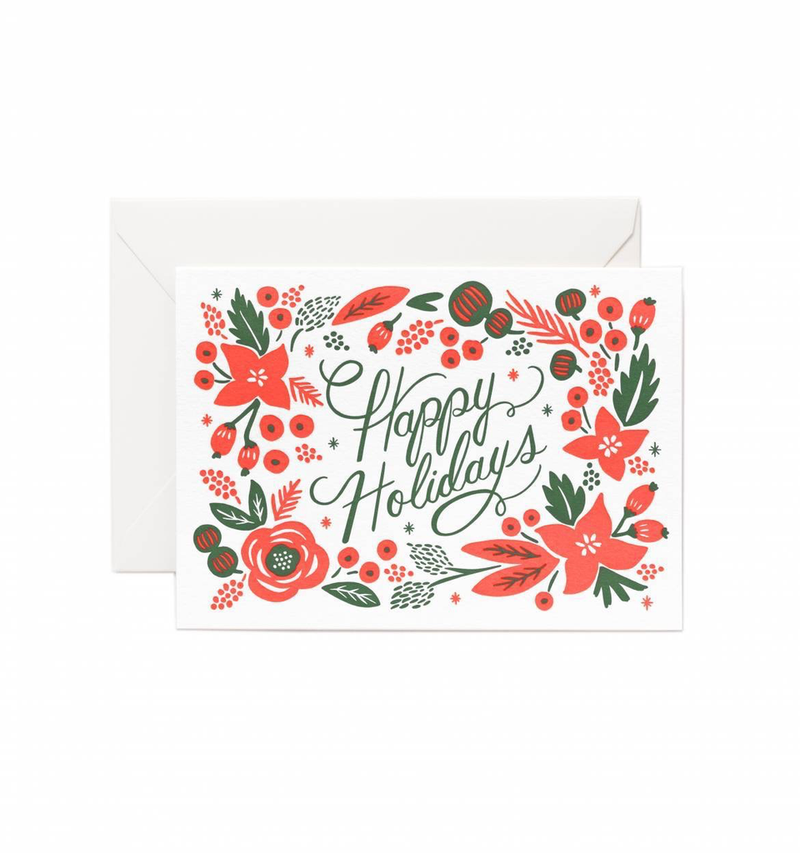 Letterpress Poinsettia Holiday Card