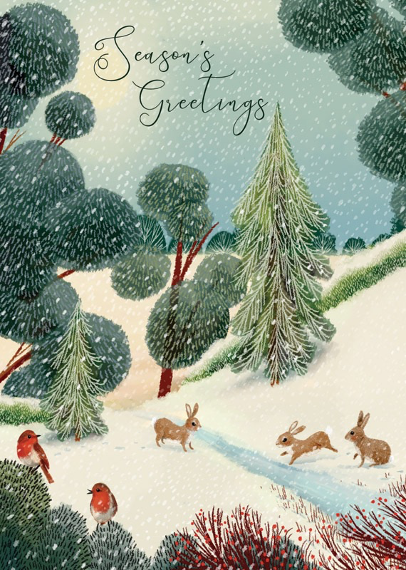 Rabbits in the Forest - Christmas Card
