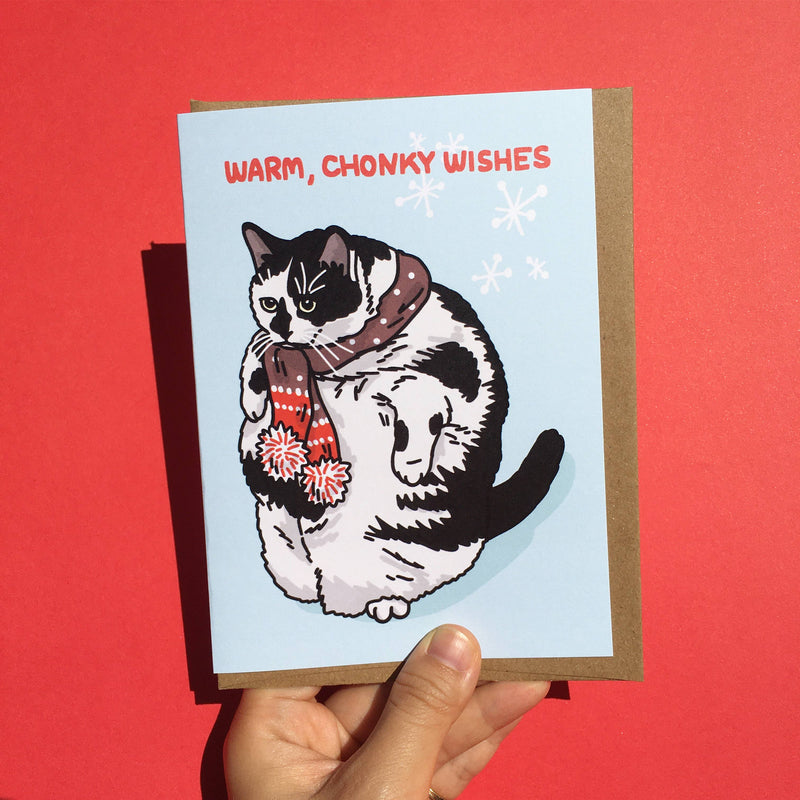 Warm, Chonky Wishes Cat Card