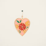 Translucent Floral Heart Earrings with Pizza Donkey - Pink