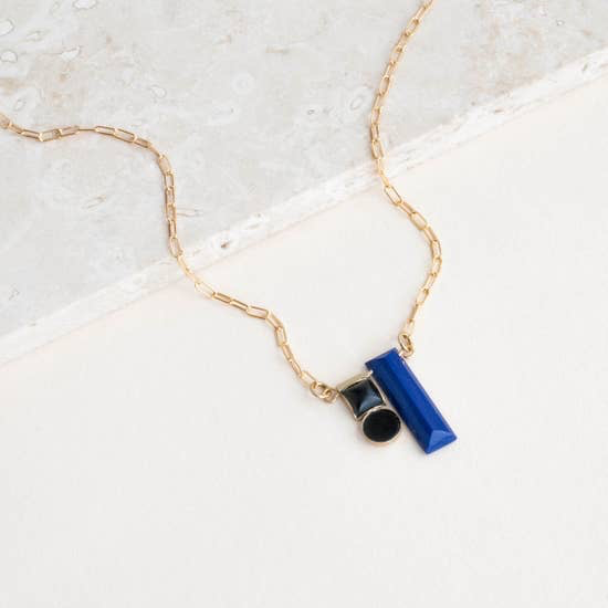Lapis and Onyx Colorblock Necklace