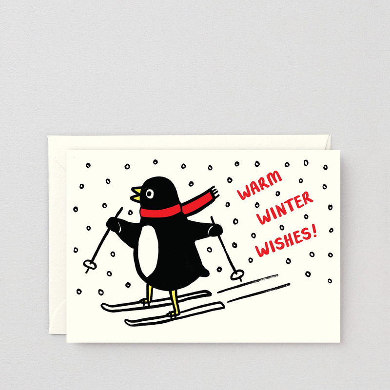 Skiing Penguin Holiday Card