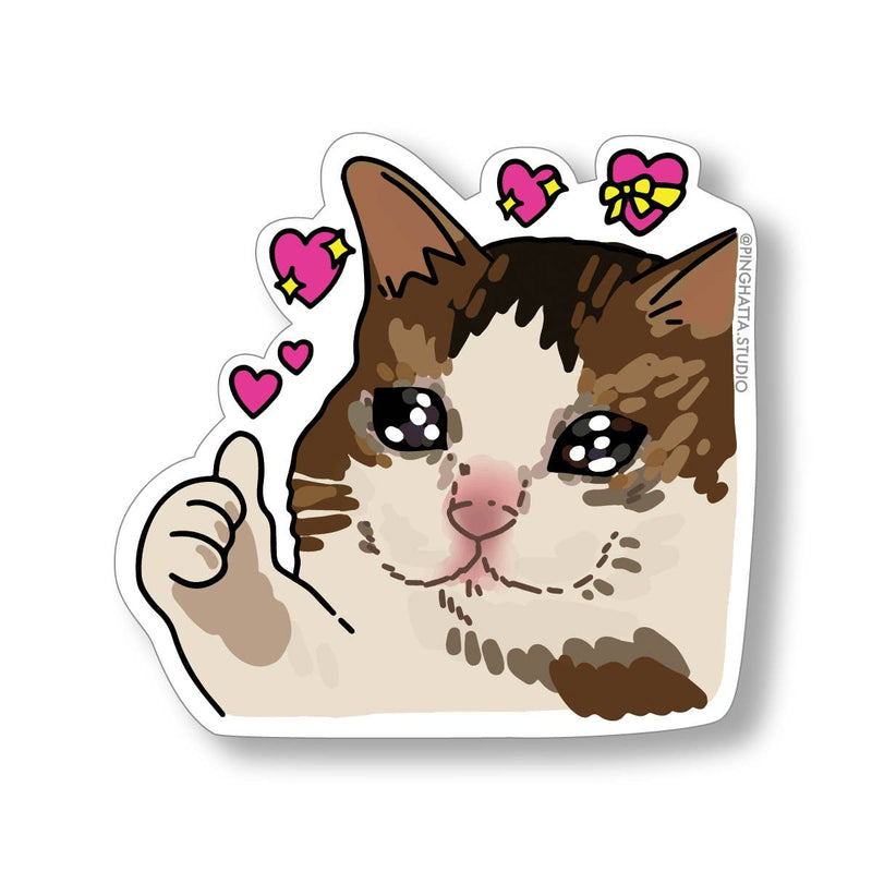 Cat Meme Sticker - Thumbs Up Cat