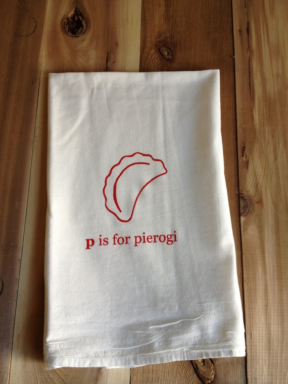 P is for Pierogi Tea Towel