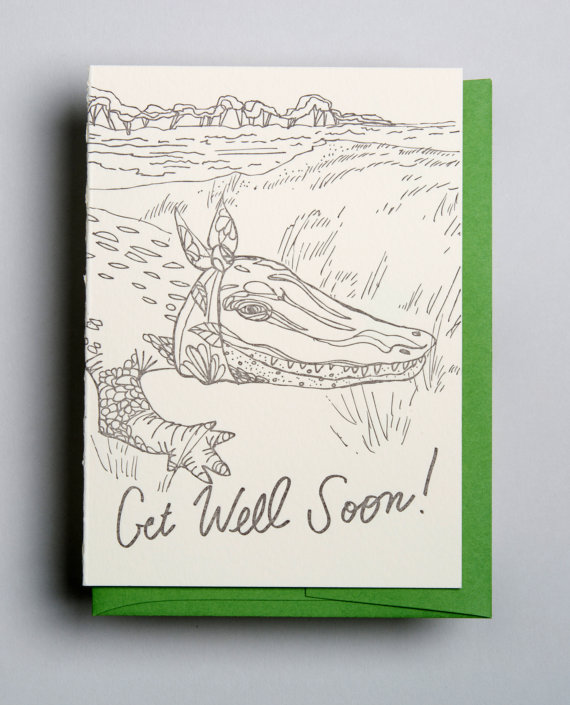 Sick Alligator Get Well Card