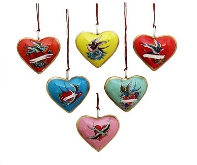 Mini Lovebird Heart Ornament (assorted) Valentines Day, XMAS