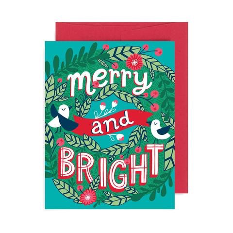 Merry and Bright Wreath Card