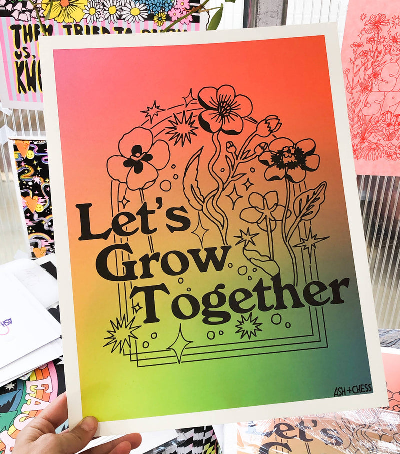 Let's Grow Together Gradient Art Print (11x14")
