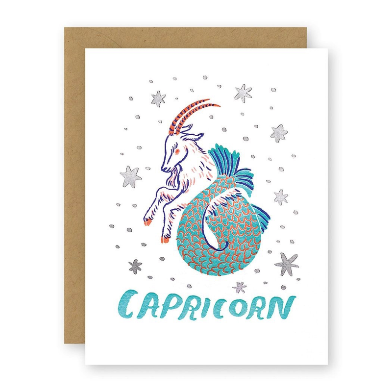 Letterpress Zodiac: Capricorn Card