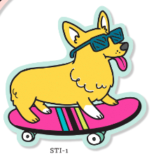 Corgi on Skateboard Sticker