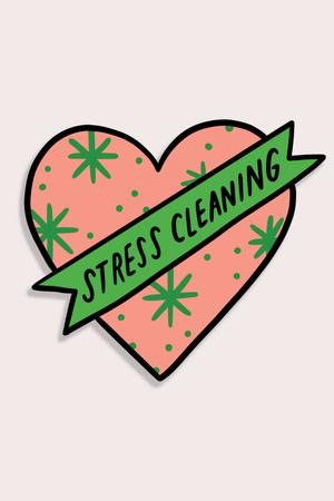 Stress Cleaning Heart Vinyl Sticker