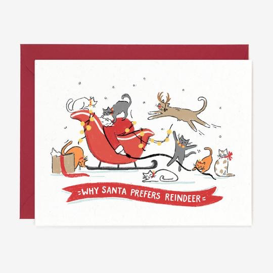 Santa Preferes Reindeer Holiday Card