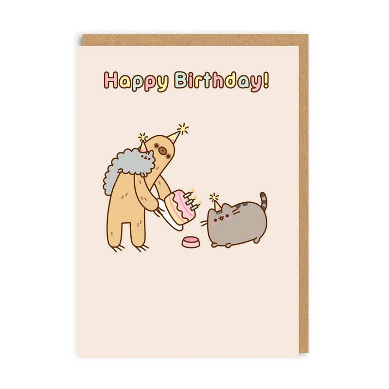 Happy Birthday Sloth Pusheen Card