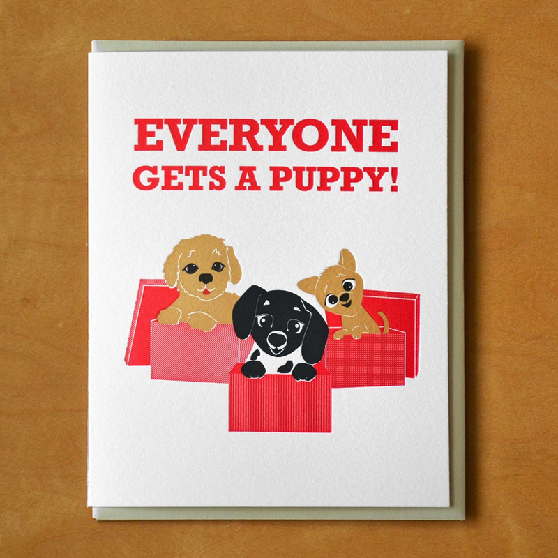 Everyone Gets A Puppy! Holiday Card
