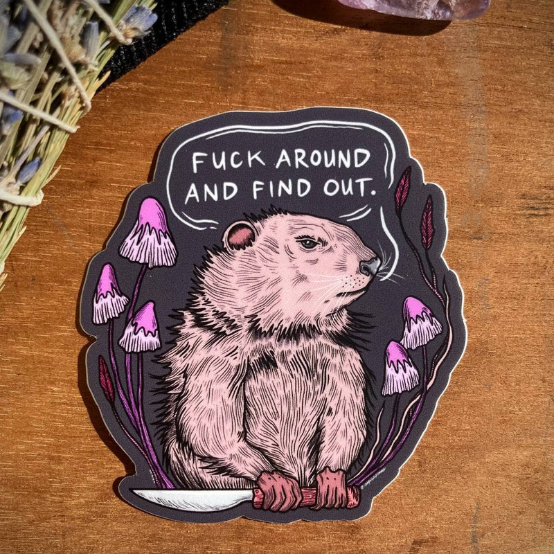 Find Out Groundhog Vinyl Sticker