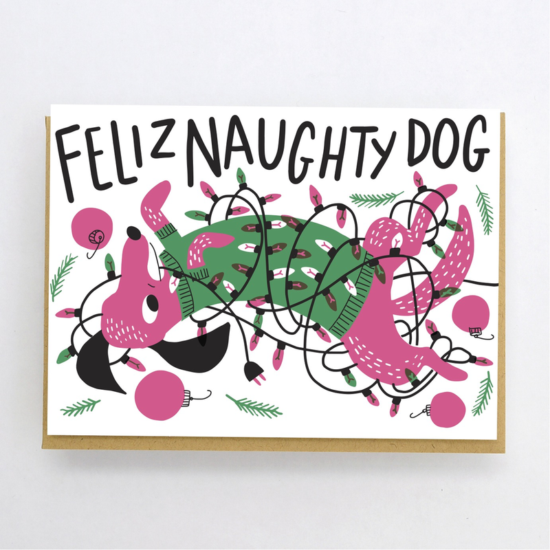 Feliz Naughty Dog Holiday Card