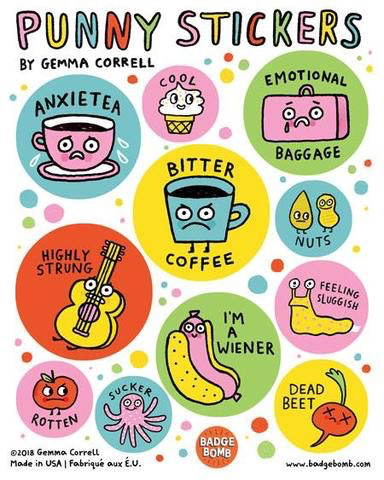Gemma Correll - Punny Sr. Stickers Sheet