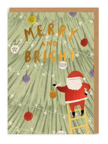 Merry and Bright Santa Card