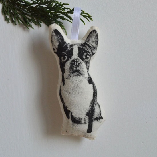 Plush Boston Terrier Ornament