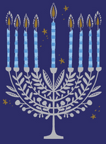 Silver Menorah With Leave Hanukkah Card